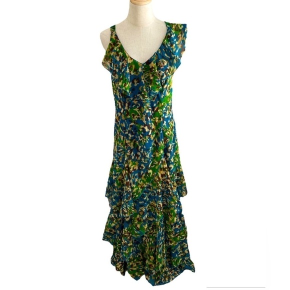Robbie Bee One Shoulder Multicolor Ruffled Tiered Maxi Dress Size 14 - Picture 7 of 7